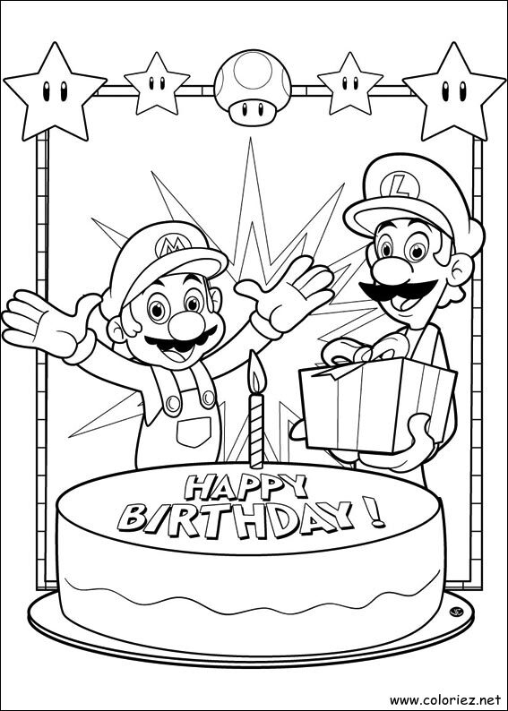Coloriage de Super Mario Bros. à imprimer