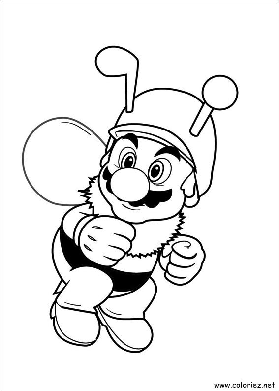 Coloriage de Mario abeille à imprimer