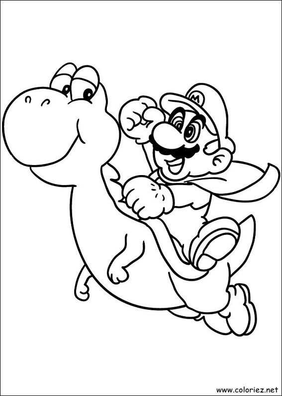Coloriage de Mario et Yoshi à imprimer