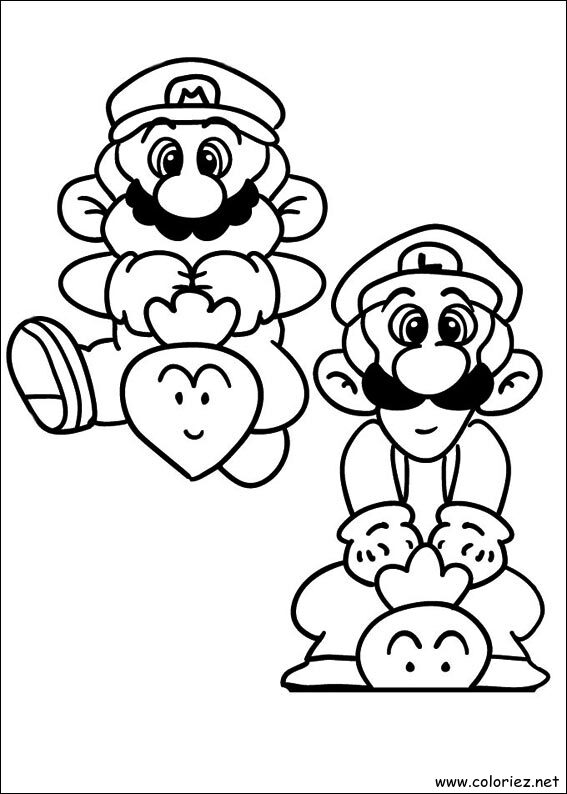 Coloriage de Mario et Luigi à imprimer