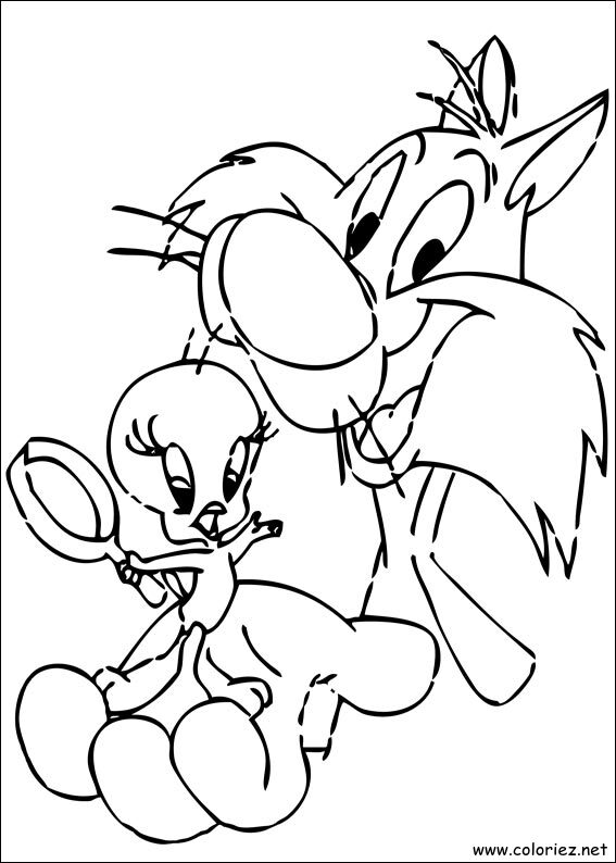 Coloriage de Titi et Grosminet à imprimer
