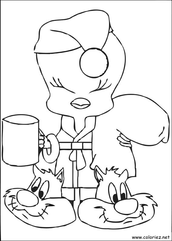 Coloriage de Titi et Grosminet à imprimer