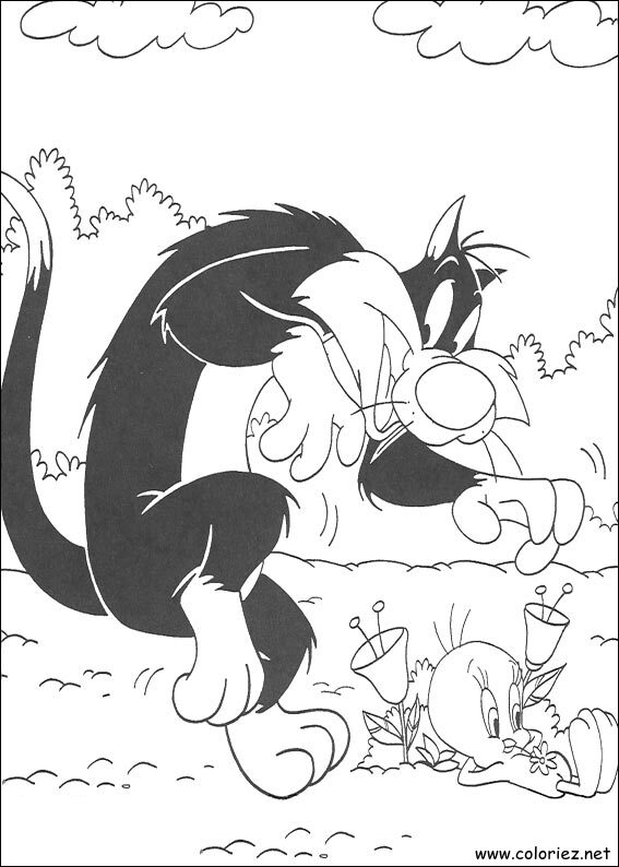 Coloriage de Titi et Grosminet à imprimer
