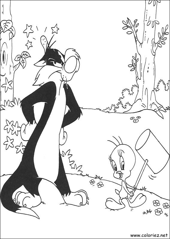 Coloriage de Titi et Grosminet à imprimer