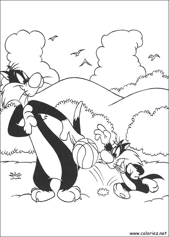Coloriage de Titi et Grosminet à imprimer