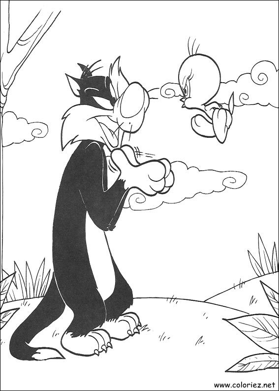 Coloriage de Titi et Grosminet à imprimer