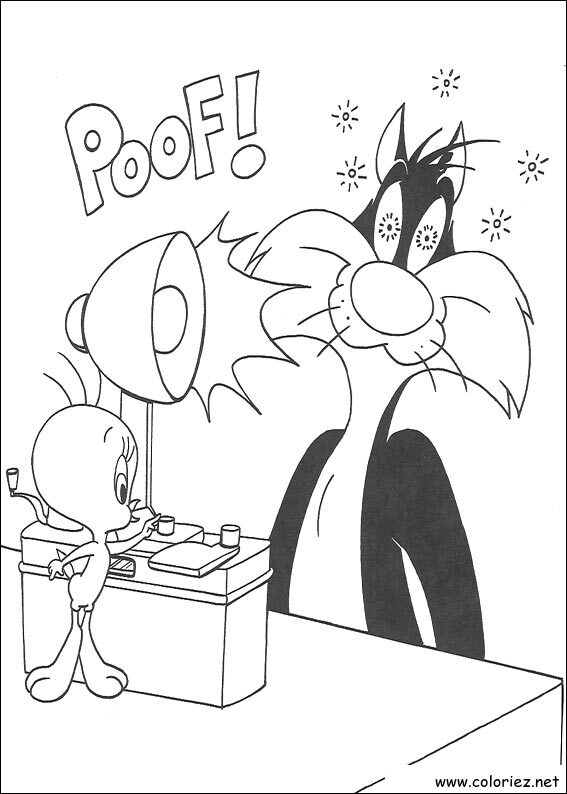 Coloriage de Titi et Grosminet à imprimer