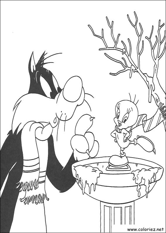 Coloriage de Titi et Grosminet à imprimer