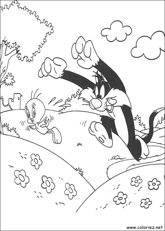 Coloriage de Titi et Grosminet à imprimer