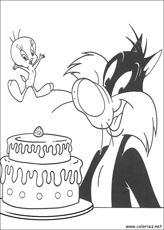 Coloriage de Titi et Grosminet à imprimer