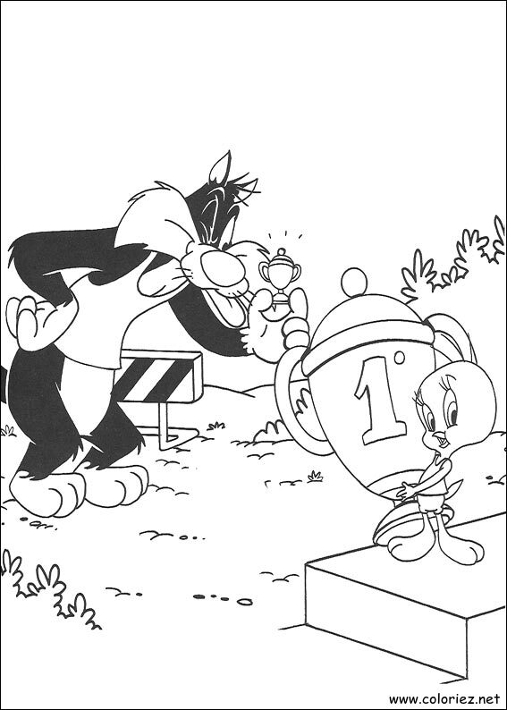 Coloriage de Titi et Grosminet à imprimer