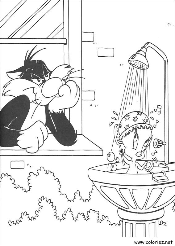 Coloriage de Titi et Grosminet à imprimer