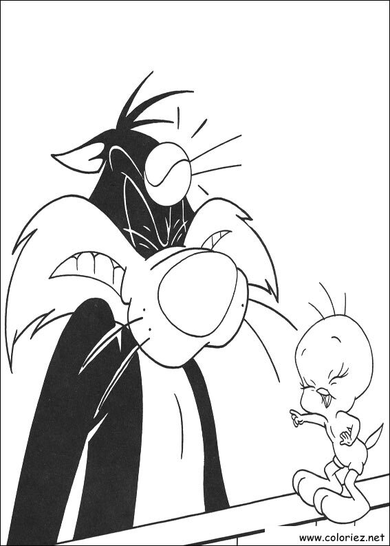 Coloriage de Titi et Grosminet à imprimer