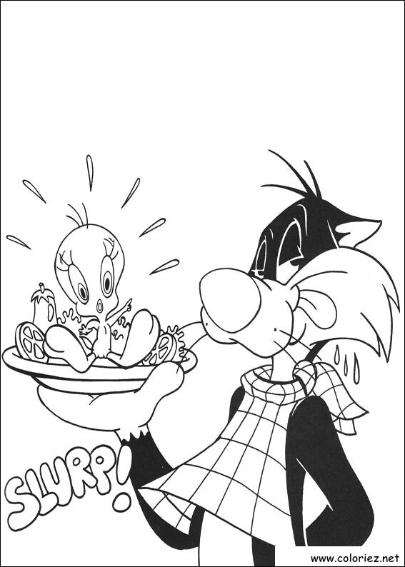 Coloriage de Titi et Grosminet à imprimer