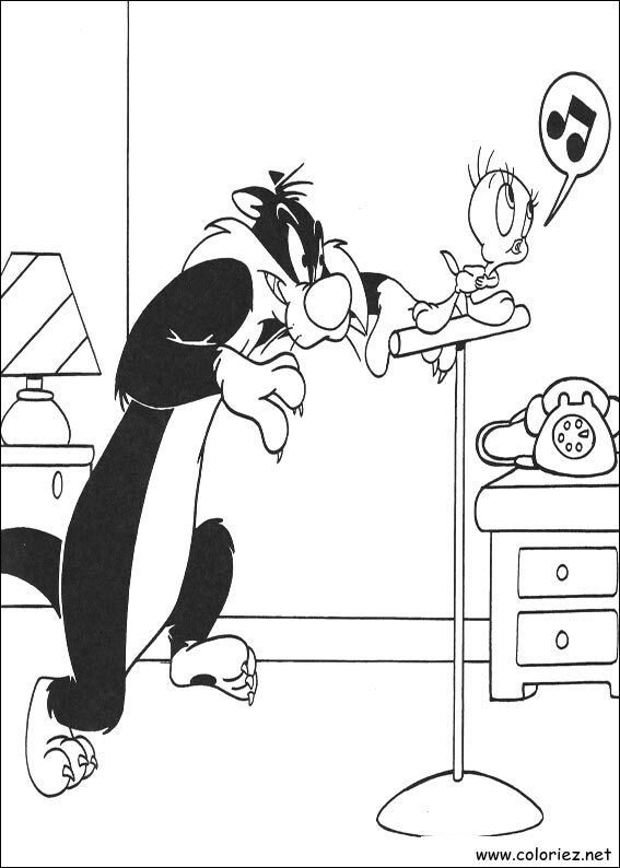 Coloriage de Titi et Grosminet à imprimer