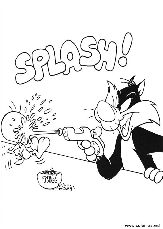 Coloriage de Titi et Grosminet à imprimer
