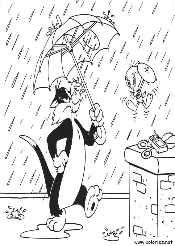 Coloriage de Titi et Grosminet à imprimer