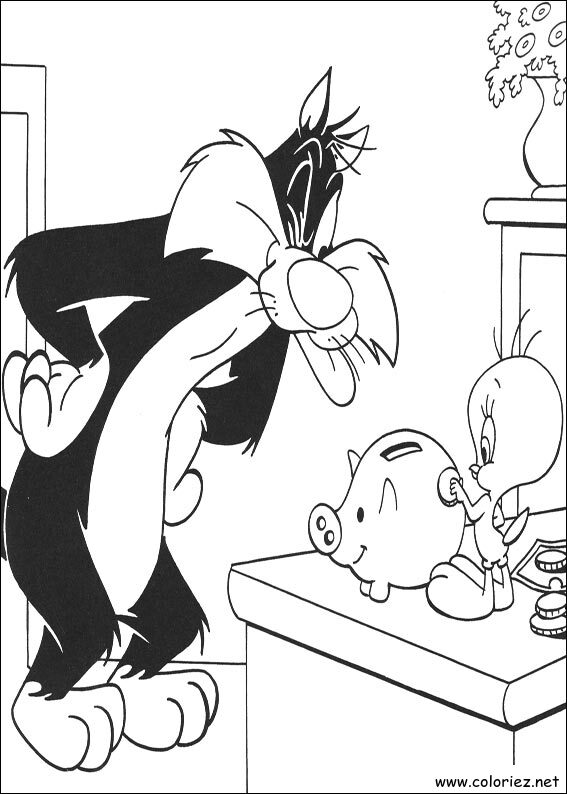 Coloriage de Titi et Grosminet à imprimer