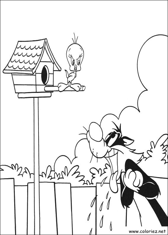 Coloriage de Titi et Grosminet à imprimer