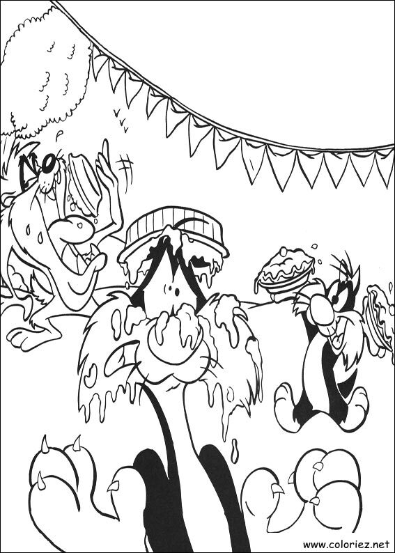 Coloriage de Titi et Grosminet à imprimer