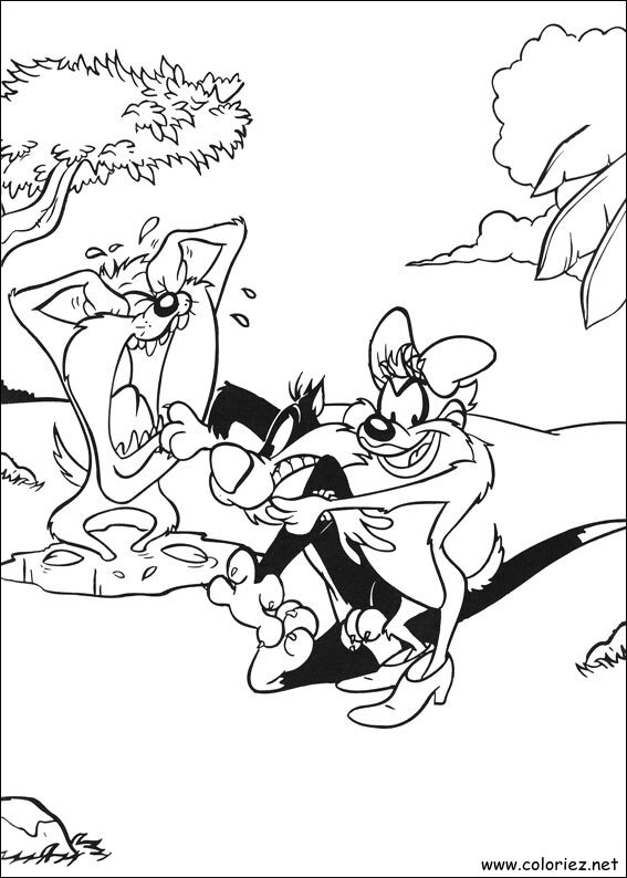 Coloriage de Titi et Grosminet à imprimer