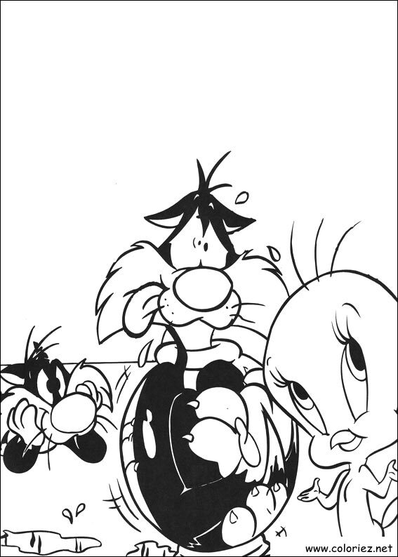 Coloriage de Titi et Grosminet à imprimer