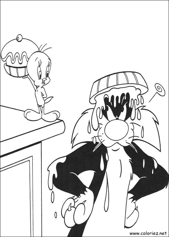 Coloriage de Titi et Grosminet à imprimer