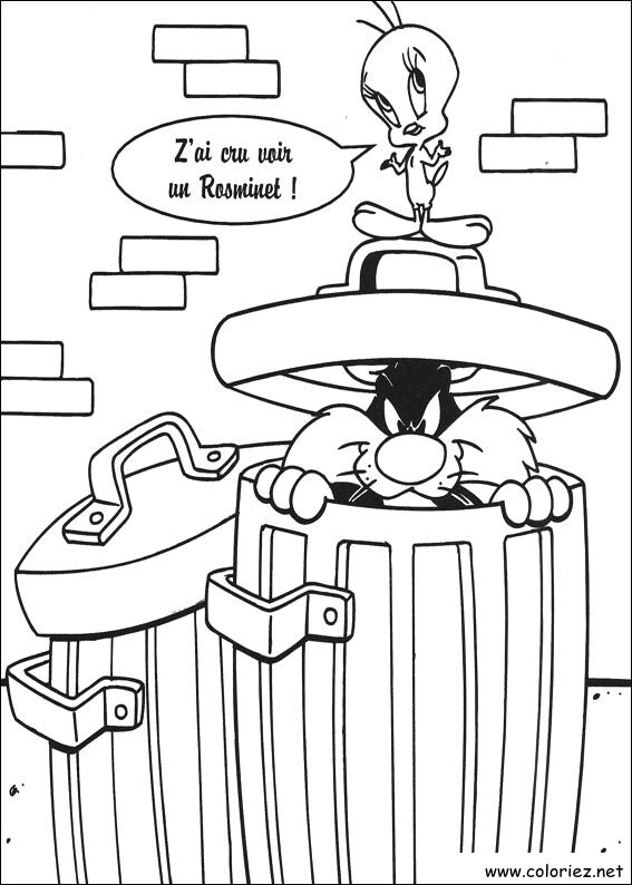 Coloriage de Titi et Grosminet à imprimer