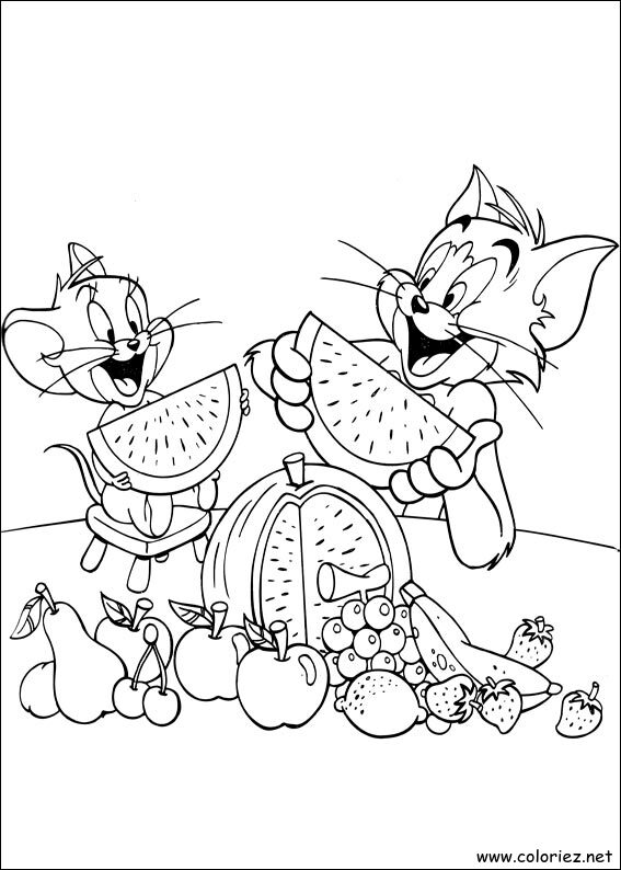 Coloriage de Tom et Jerry à imprimer